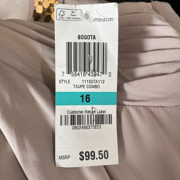 Thalia Sodi Bogota Dress Size 16 Taupe Combo Beaded Halter Colorblock Midi NWT - Picture 4 of 14